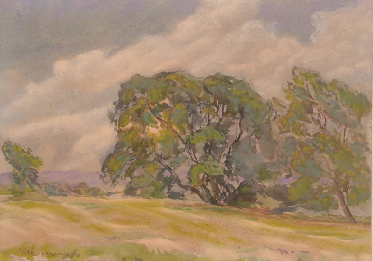 Lot 1090 - Frederick (Fred) Lawson (1888-1968) Trees in Wensleydale Signed, watercolour and pastel, 27cm...