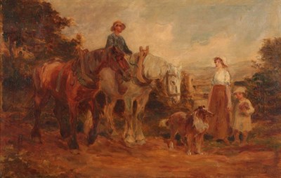 Lot 1092 - Philip Smith (19th/20th century) Horse and figures on a country path Signed and dated 1903, oil...