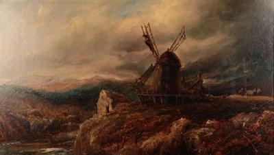 Lot 1100 - Samuel W Calvert (1828-1913)  The Windmill Signed, oil on canvas, 54cm by 95cm