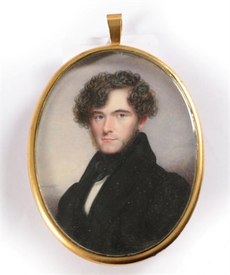 Lot 1113 - J Ayling (19th century) Portrait of a gentleman with a black stock Inscribed verso, oval, 6cm