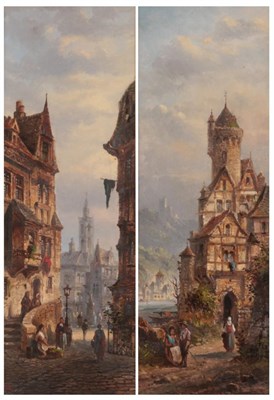 Lot 1119 - Vincente Rezia (19th century) Italian Continental townscape Monogrammed, oil on board, together...