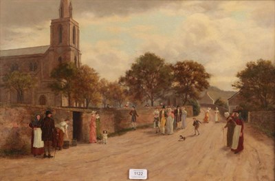 Lot 1122 - Josiah Clinton Jones (1848-1936) ''A wedding, Mellor 1830'' Signed, oil on canvas, 39.5cm by 61cm
