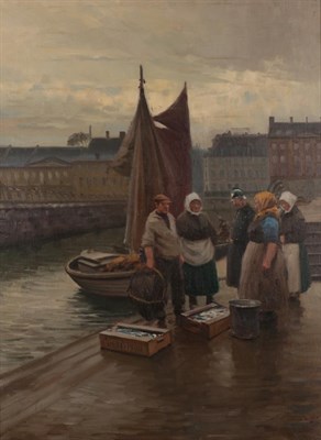Lot 1129 - James Walter Gozzard (1888-1950)  ''On the Quay at Copenhagen''  Signed, oil on canvas, 70.5cm...