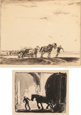 Lot 1135 - George Soper (1870-1942) Pulling the Haycart Pen and ink, together with The Sea Wrack, signed...