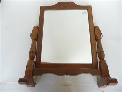 Lot 1783 - A Bob "Wrenman" Hunter Oak Adjustable Dressing Table Mirror, the rectangular frame with arched...