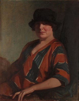 Lot 1151 - James Bell Anderson RSA (1886-1938) The Cloche Hat  Signed, oil on canvas, 75cm by 60cm