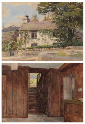 Lot 1155 - British School, (19th/20th century)  'Dove Cottage, Grasmere' 'Dove Cottage, Interior'  Signed with
