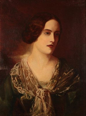 Lot 1171 - British School, (20th century)  Portrait of a lady with lace shawl  Oil on canvas, 65cm by 49cm