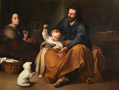 Lot 1190 - After Bartolome Esteban Murillo (1617-1682) Spanish The Holy Family with a Little Bird Oil on...
