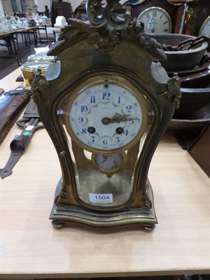 Lot 1504 - An Art Nouveau Four Glass Striking Mantel Clock, scroll and floral decorated mounts, bevelled glass