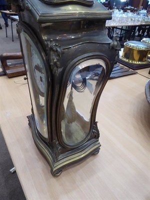 Lot 1504 - An Art Nouveau Four Glass Striking Mantel Clock, scroll and floral decorated mounts, bevelled glass