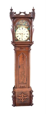 Lot 1510 - ~ A Scottish Mahogany Eight Day Longcase Clock, signed D.Dawson, Glasgow, circa 1840, Gothic...