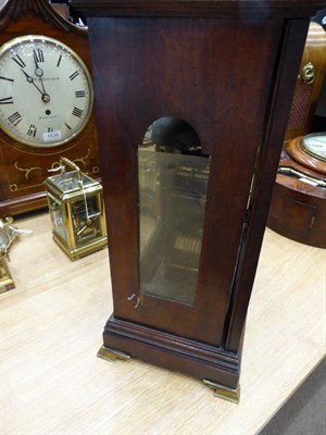 Lot 1514 - ~ A Mahogany Striking Table Clock, signed Bolton, circa 1780, inverted bell top pediment with a...