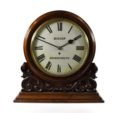 Lot 1515 - ~ An Oak Wall/Shelf Drop Dial Timepiece, signed Bishop, Bournemouth, circa 1890, side doors,...