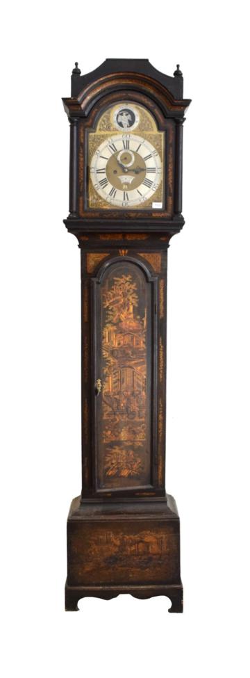 Lot 1522 - ~ A Green Japanned Eight Day Longcase Clock, signed Daniel Catlin, Lynn Regis, circa 1770, arch...