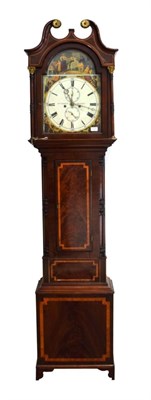Lot 1523 - ~ A Scottish Mahogany Eight Day Longcase Clock, signed Jas Cameron, Dundee, circa 1830, swan...