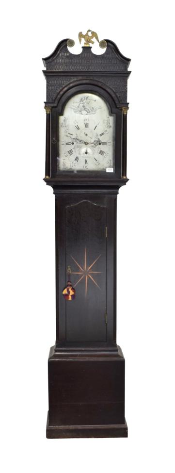 Lot 1525 - ~ An Oak Chiming Eight Day Longcase Clock, signed John Collings, Sodbury, circa 1780, swan neck...