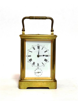 Lot 1534 - A Brass Striking and Repeating Alarm Carriage Clock, signed L.LeRoy & Cie, 7 De La Madeleine,...