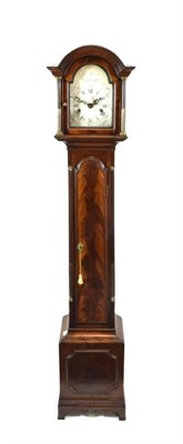 Lot 1550 - A George III Style Small Mahogany Longcase Clock, circa 1900, arch pediment, stop brass fluted...