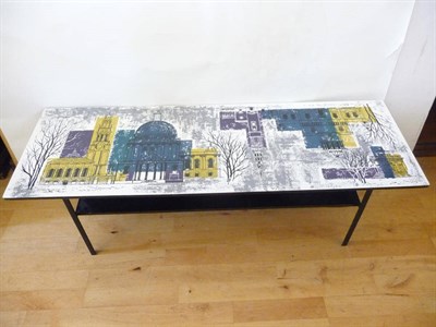 Lot 1800 - A 1950/60's Rectangular Coffee table, designed by John Piper, the top printed with London...