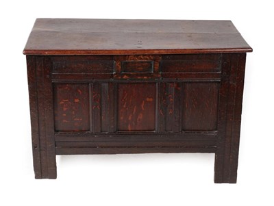 Lot 1646 - A Joined Oak Chest, circa 1700, the hinged lid above moulded panels and stiles, the lockplate...