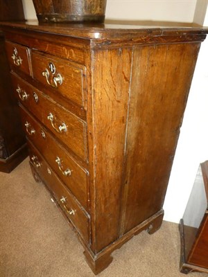Lot 1647 - An 18th Century Oak and Pine Lined Straight Front Chest of Drawers, the moulded top above two short