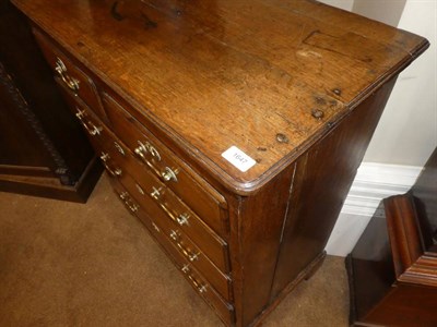 Lot 1647 - An 18th Century Oak and Pine Lined Straight Front Chest of Drawers, the moulded top above two short