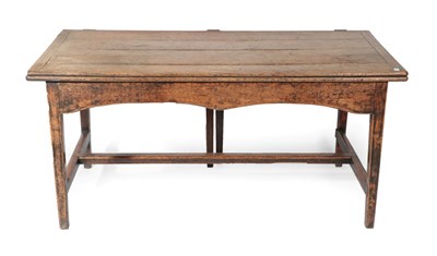 Lot 1653 - A George III Joined Oak Dining Table, early 19th century, the hinged leaf of plank construction and