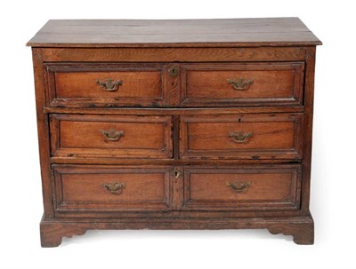 Lot 1654 - A Late 17th Century Oak Straight Front Chest of Drawers, of two short and two long moulded drawers