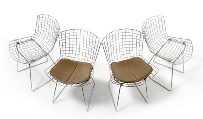 Lot 1805 - A Set of Four Wire Chairs, designed by Harry Bertoia, unmarked, 72cm