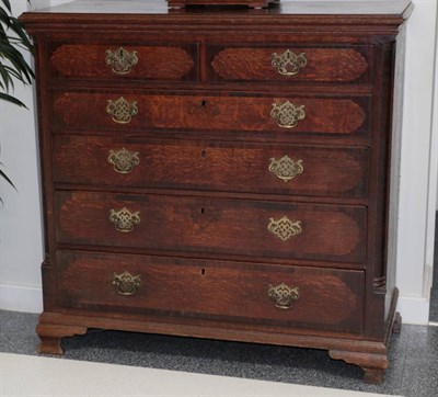 Lot 1673 - A George III Oak and Mahogany Crossbanded Straight Front Chest of Drawers, circa 1780, the...