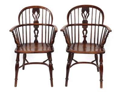 Lot 1680 - A Pair of Mid 19th Century North West Ash Spindle Back Armchairs, with double spindle back supports