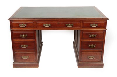 Lot 1702 - A Victorian Mahogany Double Pedestal Desk, late 19th century, the moulded top inset with a...