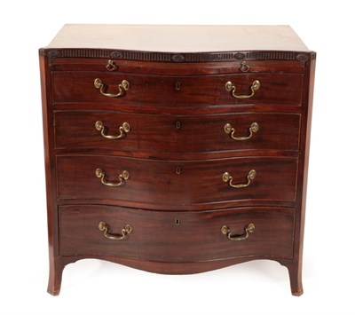 Lot 1712 - A George III Mahogany Serpentine Front Chest of Drawers, late 18th century, the fluted top...