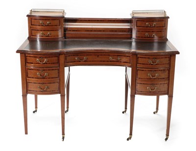 Lot 1713 - A Late Victorian Mahogany, Satinwood and Rosewood Crossbanded Writing Desk, stamped and...