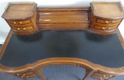 Lot 1713 - A Late Victorian Mahogany, Satinwood and Rosewood Crossbanded Writing Desk, stamped and...