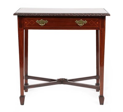 Lot 1715 - A Late 19th Century Carved Mahogany Crossbanded Side Table, stamped H Mawer & Stephens, London, the