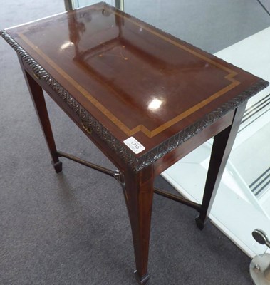 Lot 1715 - A Late 19th Century Carved Mahogany Crossbanded Side Table, stamped H Mawer & Stephens, London, the