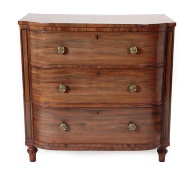 Lot 1716 - A Regency Mahogany and Ebony Strung Bowfront Chest of Drawers, early 19th century, with three...