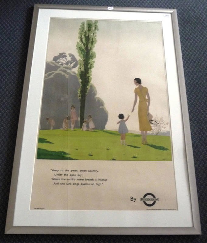 Lot 1810 - A London Underground Advertising Poster, lithographed in colours, featuring a lady in a garden with