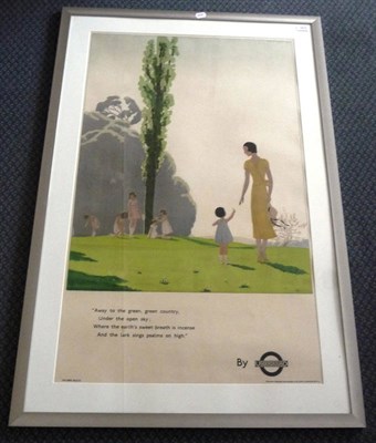 Lot 1810 - A London Underground Advertising Poster, lithographed in colours, featuring a lady in a garden with