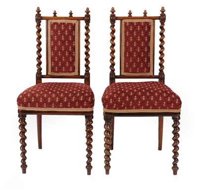 Lot 1726 - A Pair of Victorian Rosewood Spiral Turned Side Chairs, stamped W&C Wilkinson, 14 Ludgate Hill,...