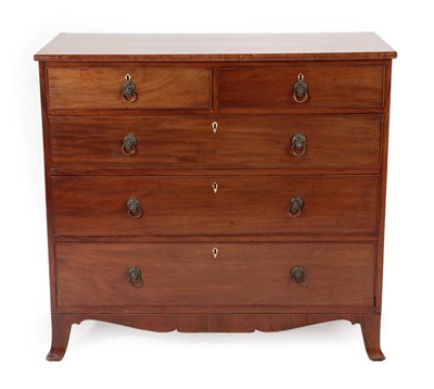Lot 1728 - A Regency Mahogany and Ebony Strung Straight Front Chest of Drawers, early 19th century, of two...