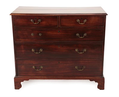 Lot 1738 - A George III Mahogany Straight Front Chest of Drawers, circa 1800, the moulded top above two...
