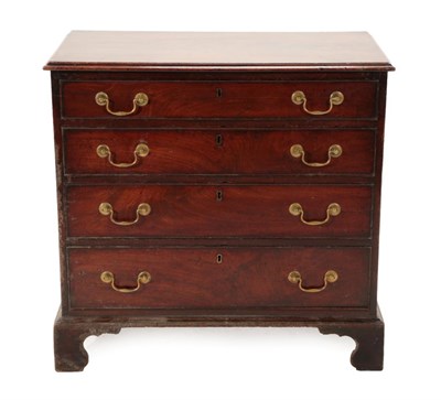 Lot 1741 - A George III Mahogany Straight Front Chest of Drawers, late 18th century, the moulded top above...