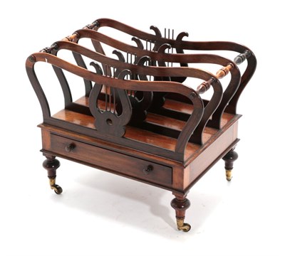 Lot 1744 - A Early Victorian Rosewood Four Division Canterbury, mid 19th century, with lyre shaped...