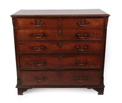 Lot 1749 - A George III Mahogany and Pine Lined Secretaire Chest, late 18th century, the top drawer with...