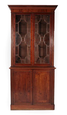 Lot 1750 - A Late George III Mahogany and Crossbanded Bookcase, early 19th century, the Greek Key dentil...