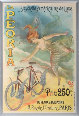 Lot 1813 - A French Advertising Poster for "La P'Eoria Bicyclette Americaine De Luxe", lithographed in...