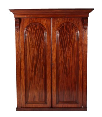 Lot 1754 - A Victorian Mahogany Double Door Wardrobe, circa 1870, the bold cornice above twin moulded...